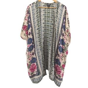 Angie Floral Print Kimono Boho Short Sleeve Lightweight Western Festival Cottage